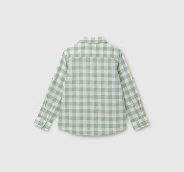 Boy's Regular Fit Spread Collar Checked Shirt