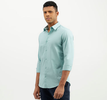 Slim Fit Spread Collar Solid Shirt