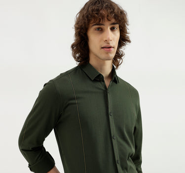 Slim Fit Spread Collar Striped Shirt