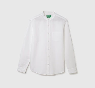 Regular Fit Mandarin Collar Solid Shirts