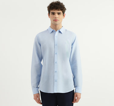 Slim Fit Spread Collar Solid Shirt