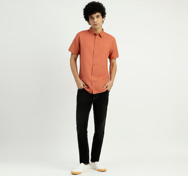 Slim Fit Spread Collar Solid Shirt