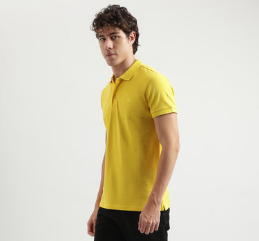 Regular Fit Polo Neck Solid Pattern T-shirt