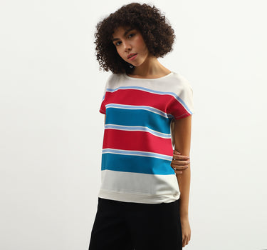 Women Printed Boat Neck Top