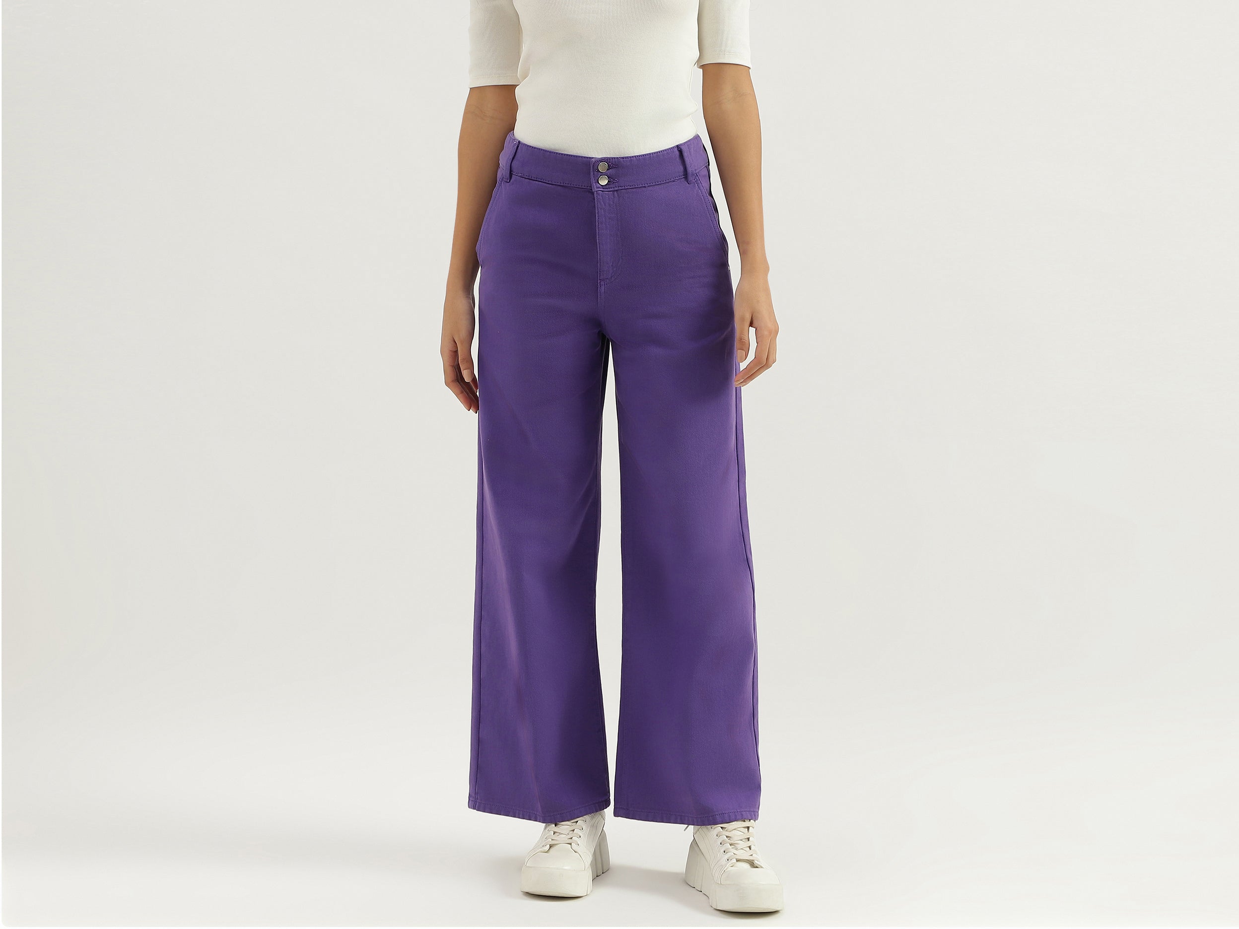 Solid Mid Rise Trousers