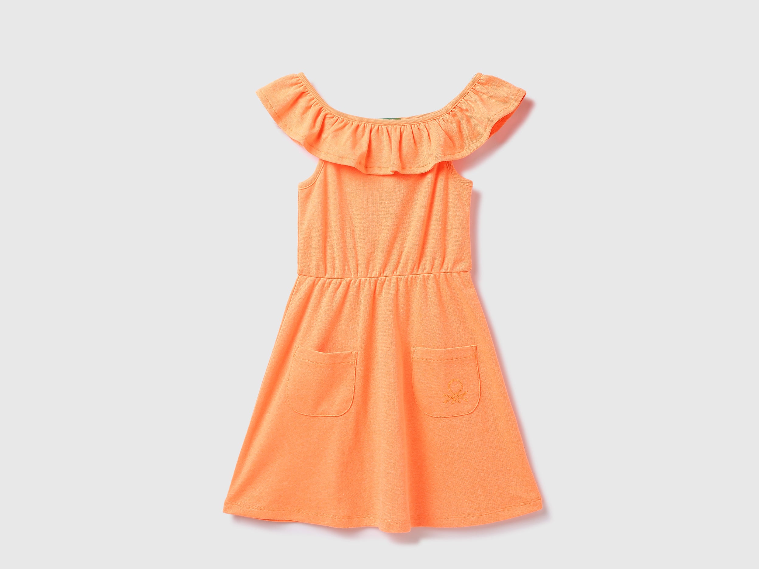 Cotton Blend Solid Round Neck Girls Dresses