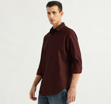 Men's Slim Fit Spread Collar Solid Shirts