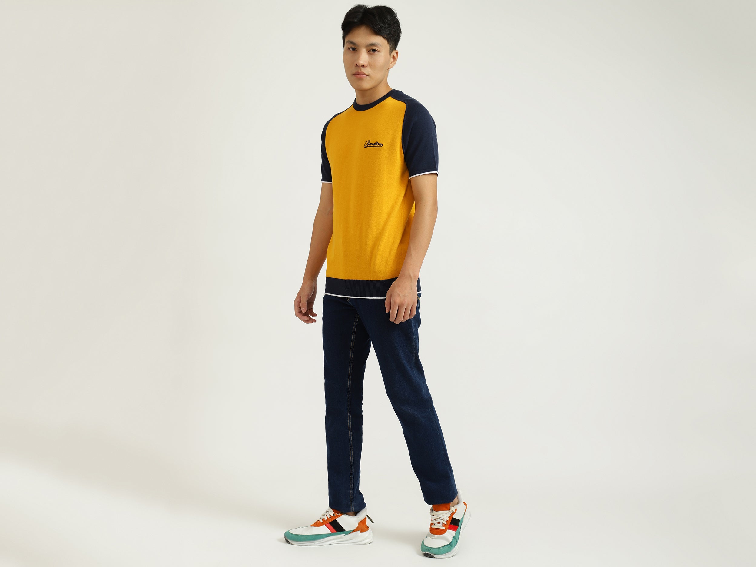 Yellow And Navy Blue T-Shirt