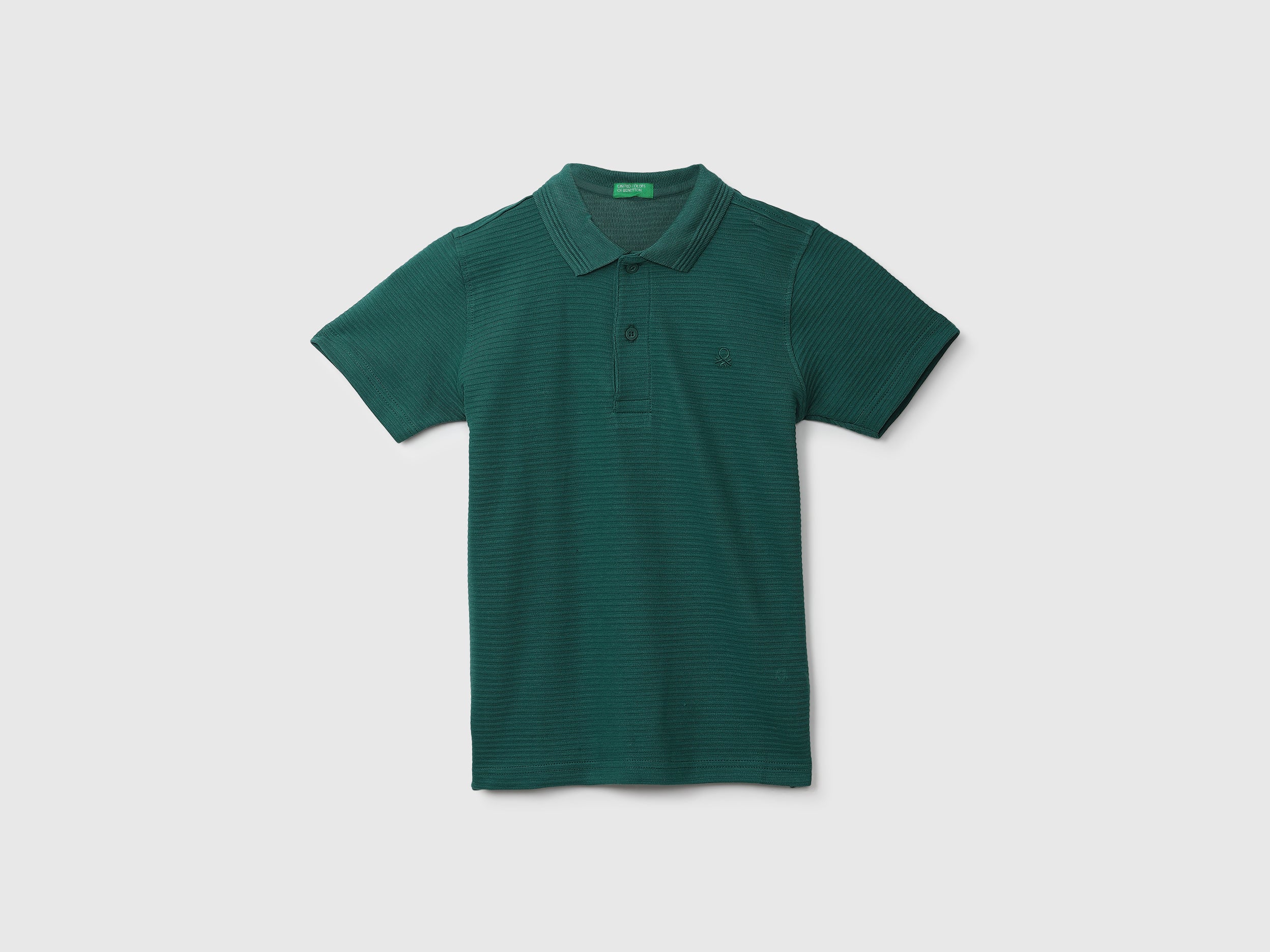 Ribbed Teal Polo T-Shirt