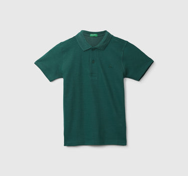 Ribbed Teal Polo T-Shirt