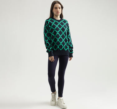 Women's Regular Fit Crew Neck Printed Sweater