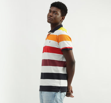 Cotton Striped Polo Collar Mens T-shirts