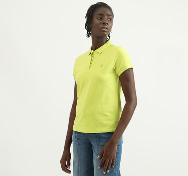 Women Solid Polo Collar T-shirt