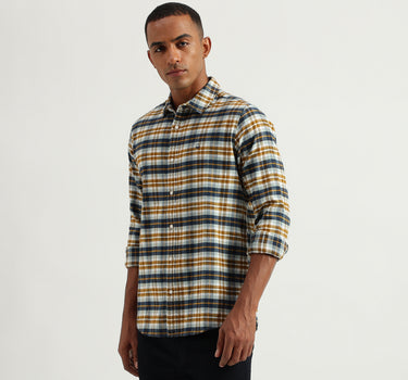 Men's Regular Fit Spread Collar Checked Shirts