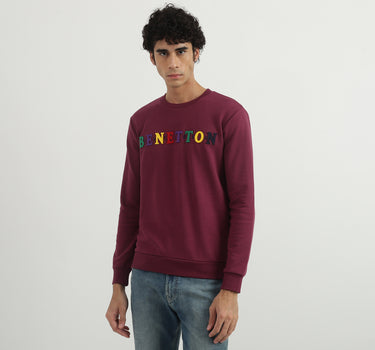 Men Applique Round Neck Sweatshirt