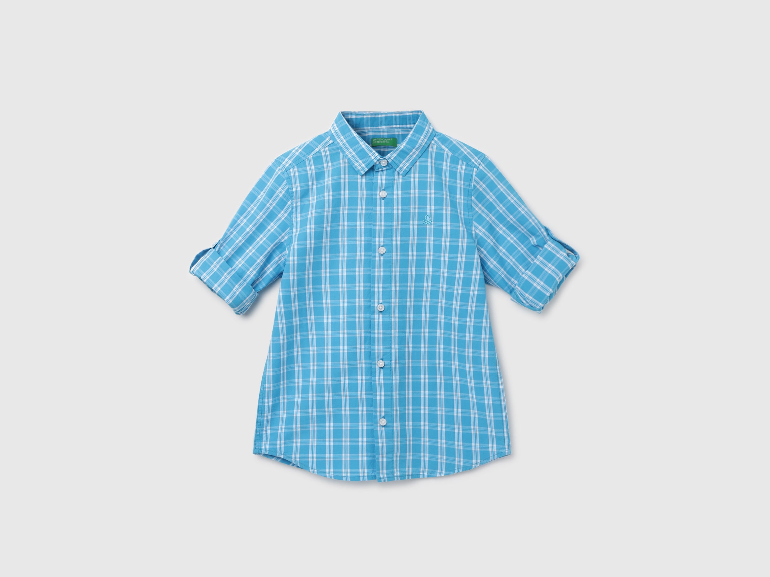 Boy's Regular Fit Spread Collar Checked Shirt