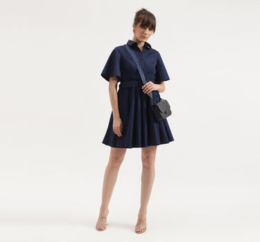 Regular Fit Spread Collar Solid Dress