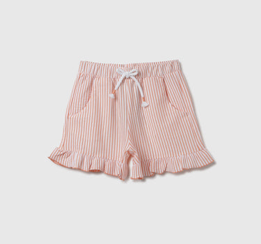 Striped & Ruffled Regular Fit Shorts