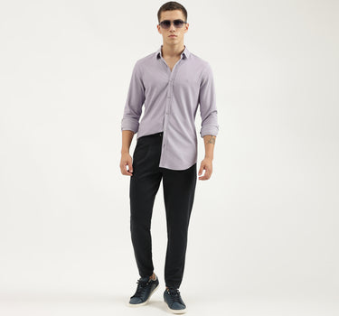 Slim Fit Spread Collar Solid Shirts