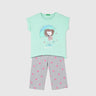 Regular Fit Round Neck Printed T-Shirt with Polka Dot Culottes Set