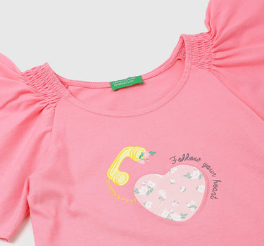 Cotton Printed Round Neck Girls T-shirts