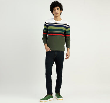 Regular Fit Round Neck Striped Sweater