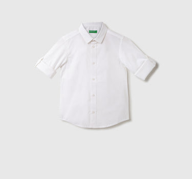 Boys Solid Spread Collar Shirt