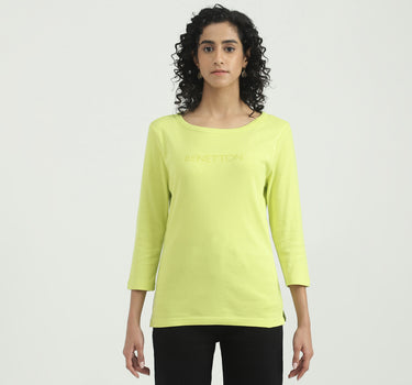 Cotton Solid Round Neck Women Tops