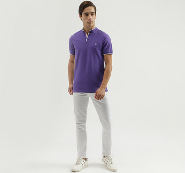 Men's Regular Fit Polo Neck Solid T-Shirt