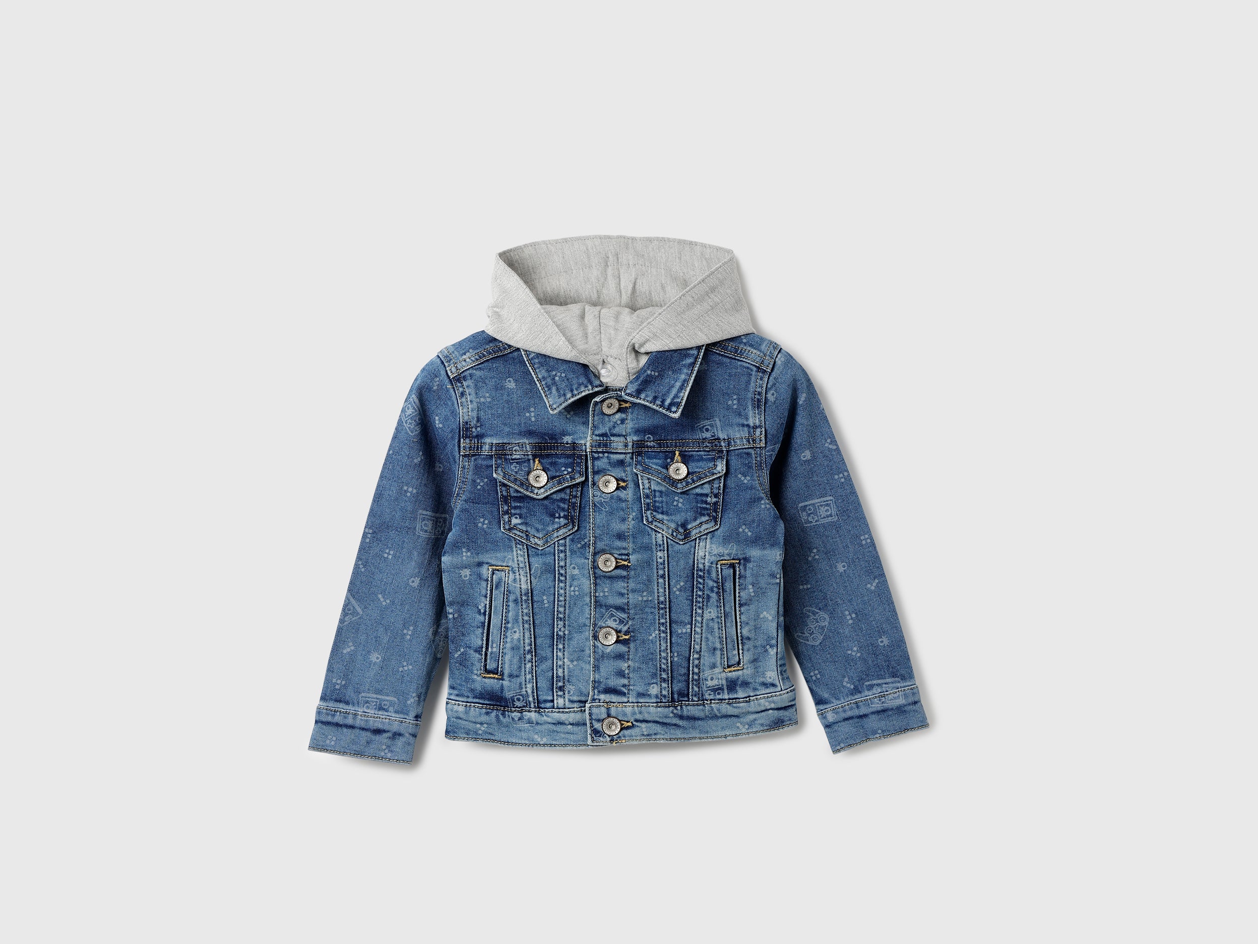 Boy's Regular Fit Denim Jacket with Detachable Hood