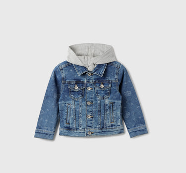 Boy's Regular Fit Denim Jacket with Detachable Hood