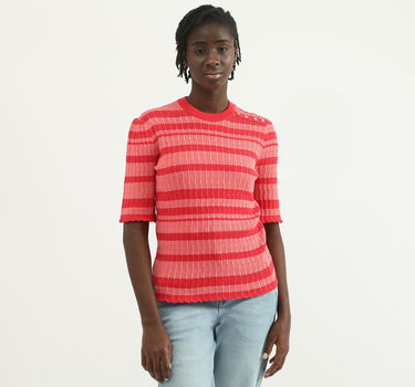 Women Striped Round Neck Top