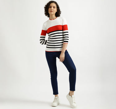 White Striped Sweater