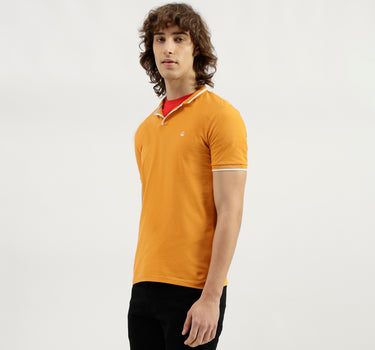 Polo Neck Solid Pattern T-Shirt