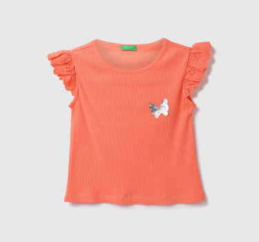 Cotton Solid Round Neck Girls T-shirts