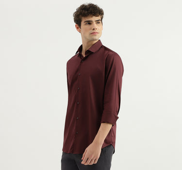 Slim Fit Spread Collar Solid Shirt