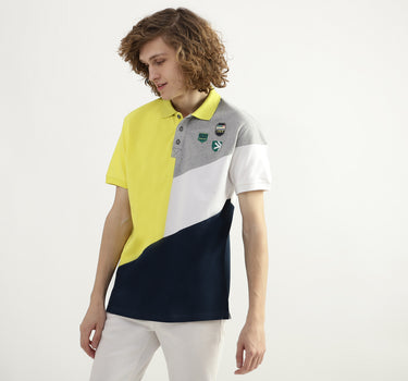 Men Color Blocked Polo Collar T-shirt