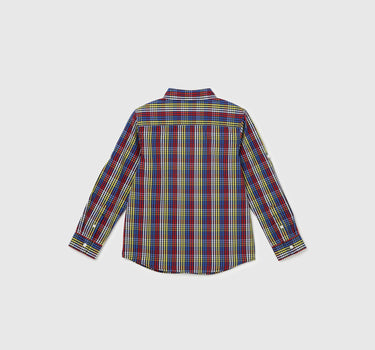 Boy's Regular Fit Spread Collar Checked Shirt