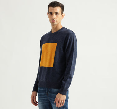 Men's Regular Fit Round Neck Color Block Sweaters