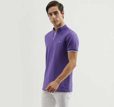 Men's Regular Fit Polo Neck Solid T-Shirt