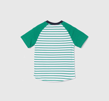 Regular Fit Round Neck Striped & Printed T-Shirt with Solid Colour Shorts Set