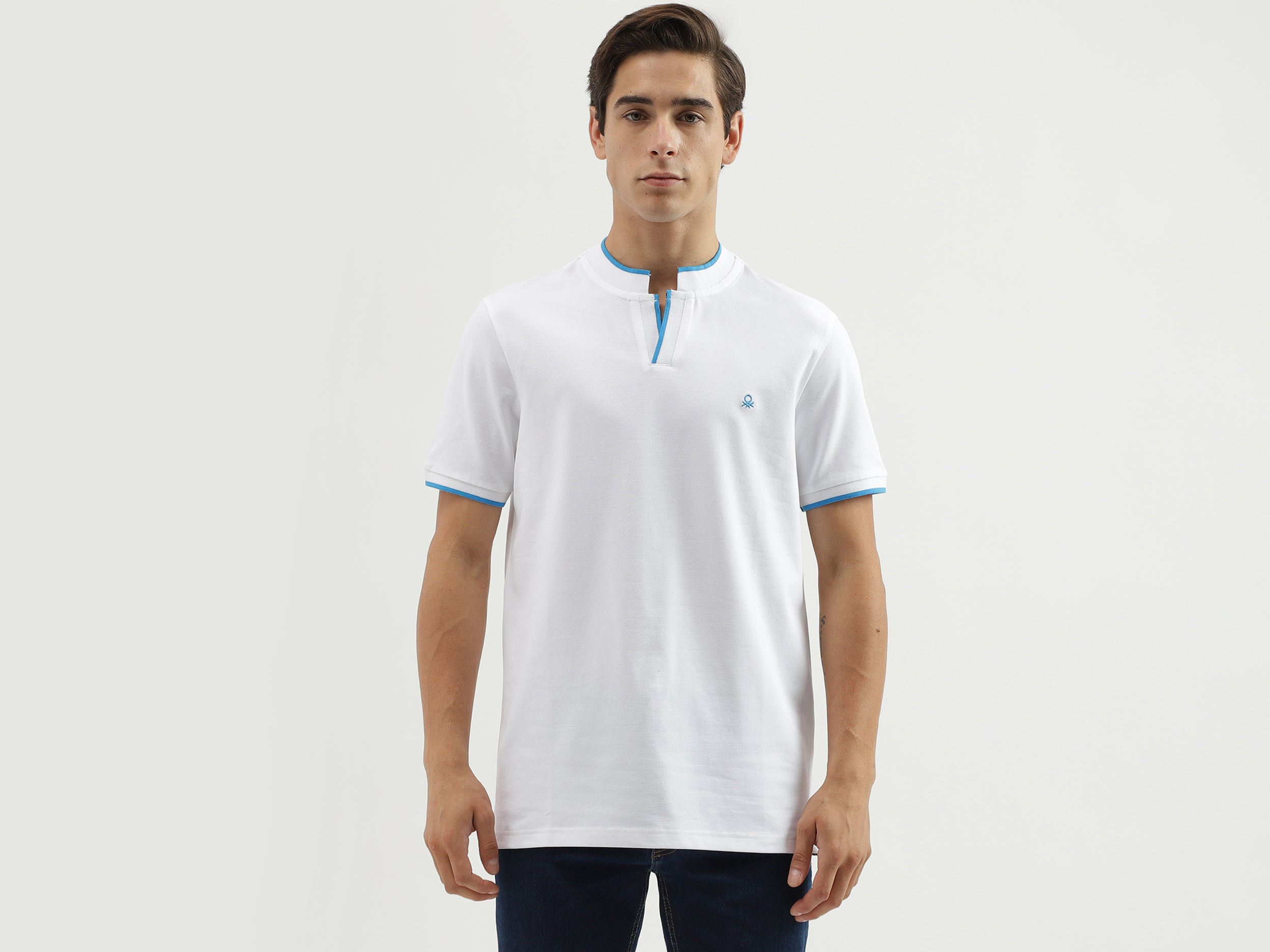 Men's Regular Fit Polo Neck Solid T-Shirt