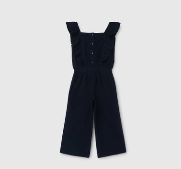 Girl's Regular Fit Square Neck Textured Jumpsuit