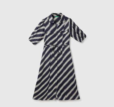 Regular Fit Spread Collar Striped Dress