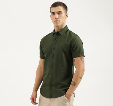 Slim Fit Spread Collar Solid Shirts