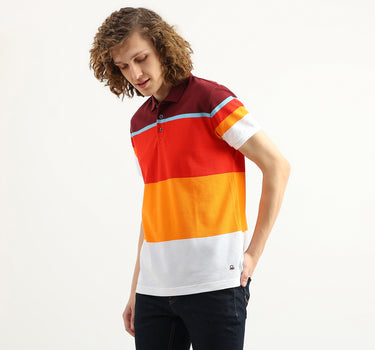 Men Colorblock Polo Collar T-Shirt