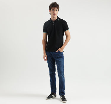 Regular Fit Polo Neck Solid Pattern T-shirt