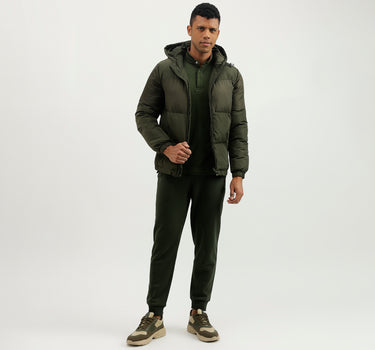 Regular Fit Hooded Solid Jacket