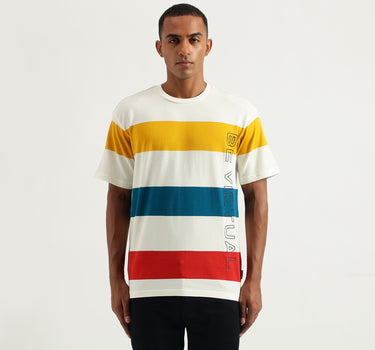 Men's Boxy Fit Crew Neck Striped Tshirts