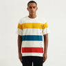 Men's Boxy Fit Crew Neck Striped Tshirts